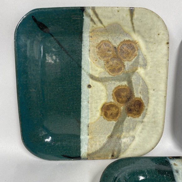 Studio Art Pottery Set Of 3 Glazed Earthy Boho Small Plates Signed Hutten - Picture 3 of 8